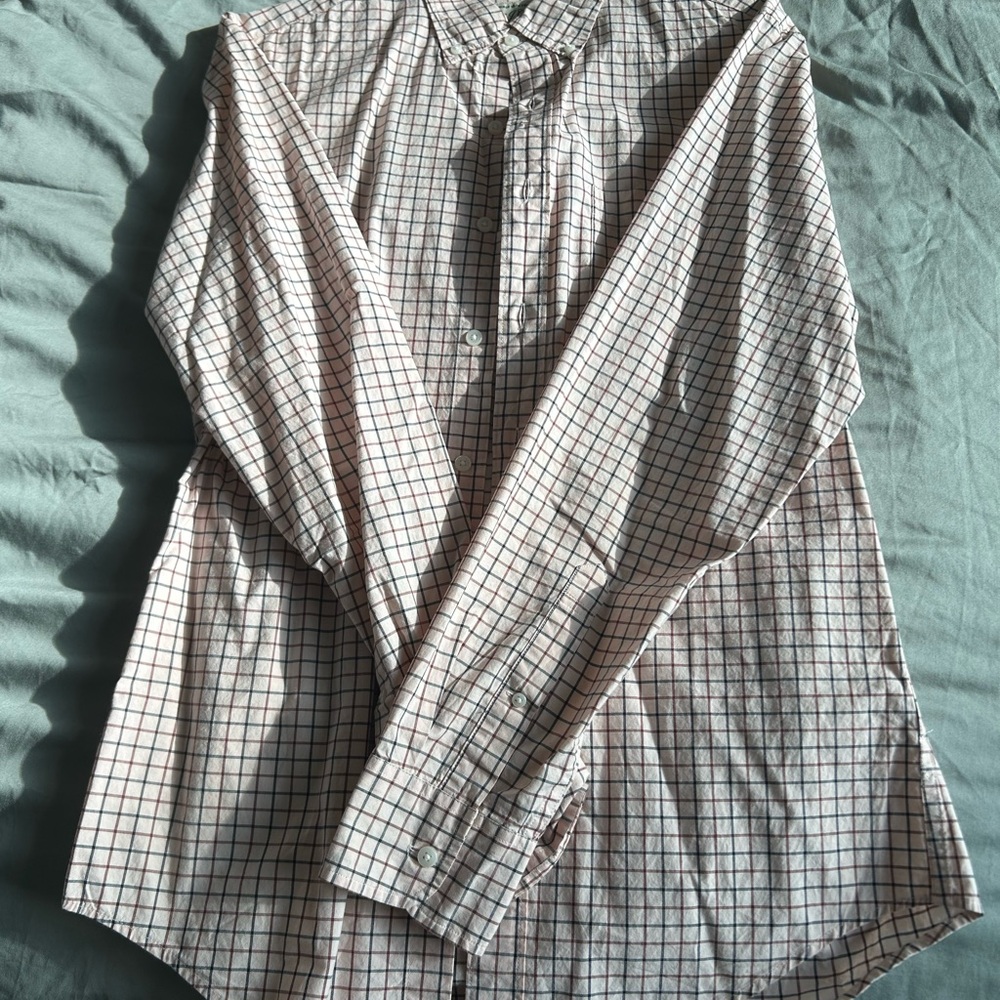 J. Crew Men's Plaid Shirt - White and Black